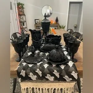 Indiana Glass punch bowl set from the 60 Black indiana glass full set from 1950s-60s display picture 1